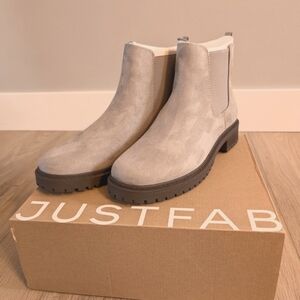 JustFab Gray Suede Ankle Boots
